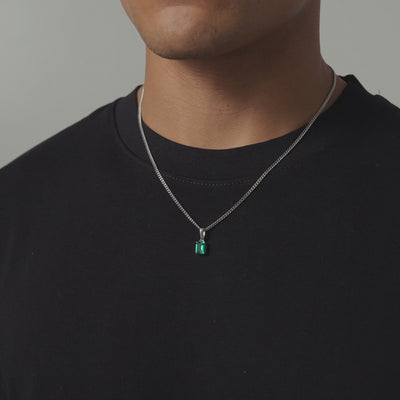 Emerald Stone Pendant (Silver)